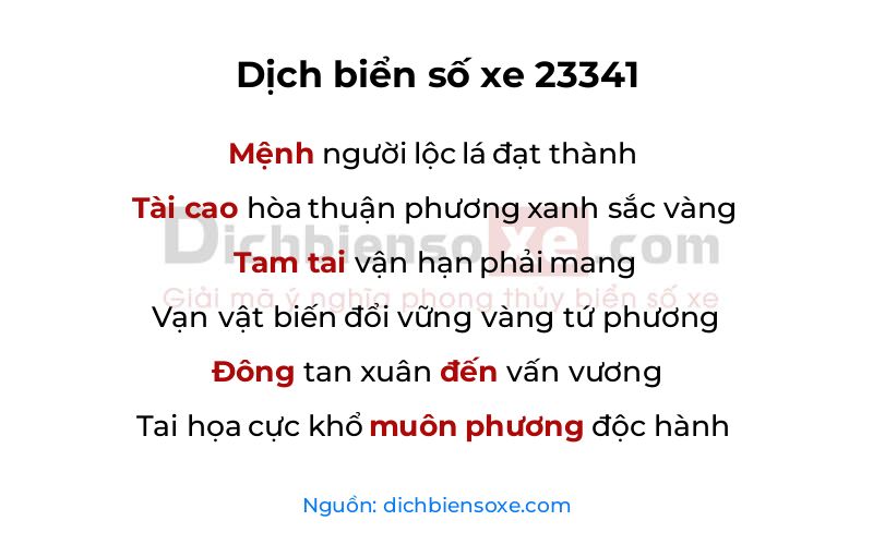 Dịch thơ biển số 23341