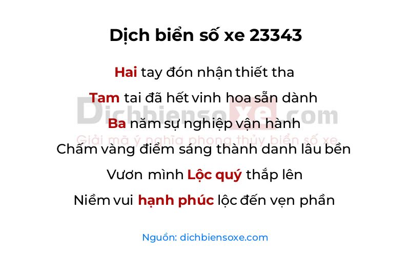 Dịch thơ biển số 23343
