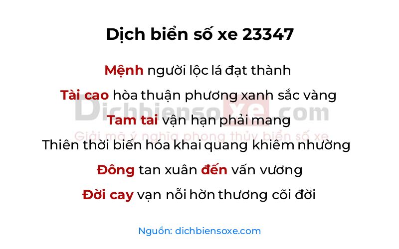 Dịch thơ biển số 23347