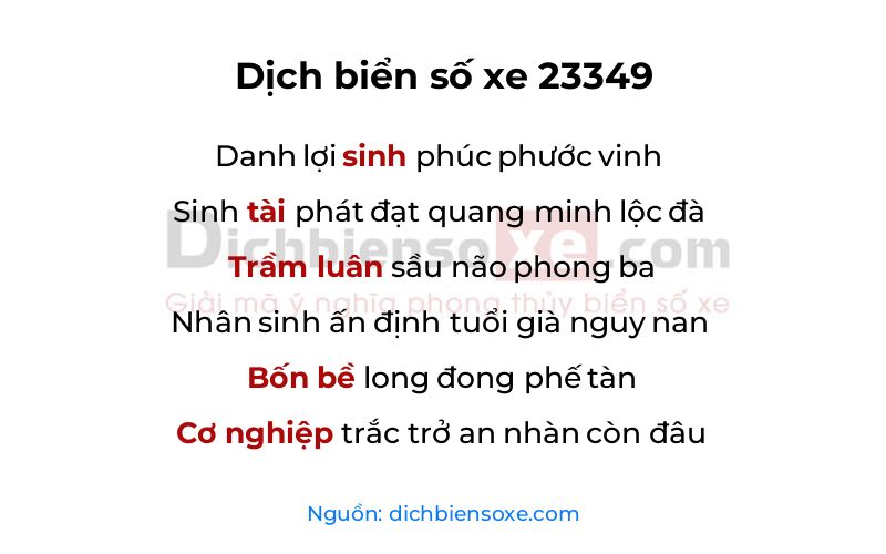 Dịch thơ biển số 23349