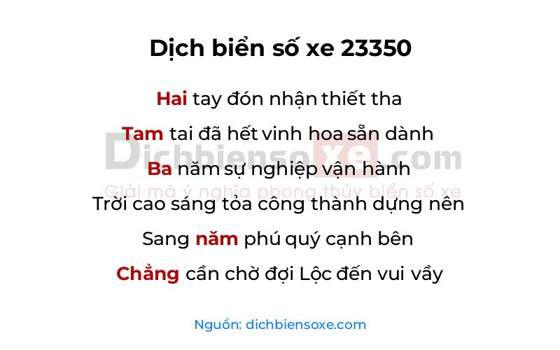 Dịch thơ biển số 23350