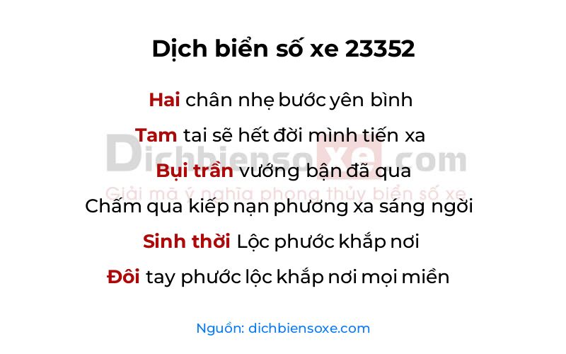Dịch thơ biển số 23352