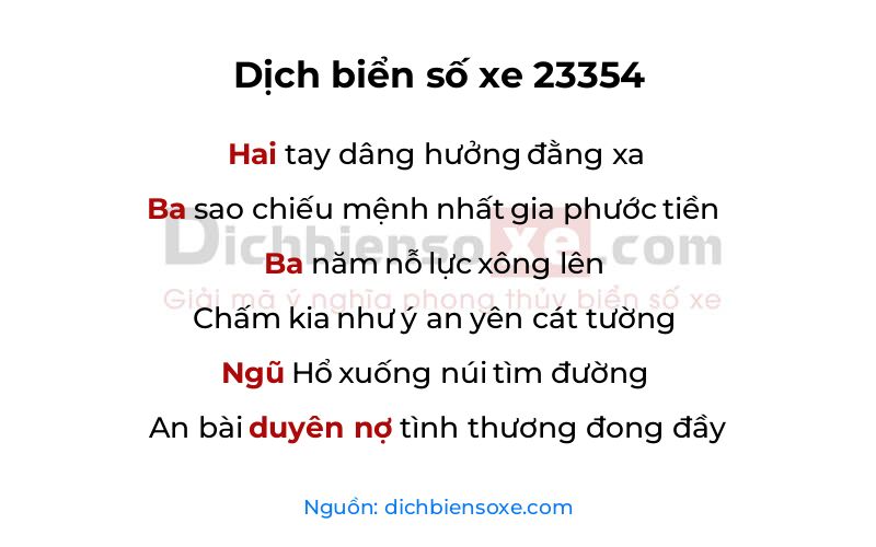 Dịch thơ biển số 23354