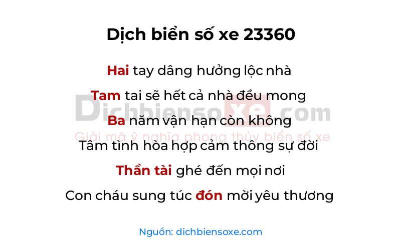 Dịch thơ biển số 23360