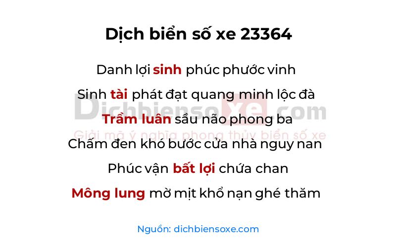 Dịch thơ biển số 23364