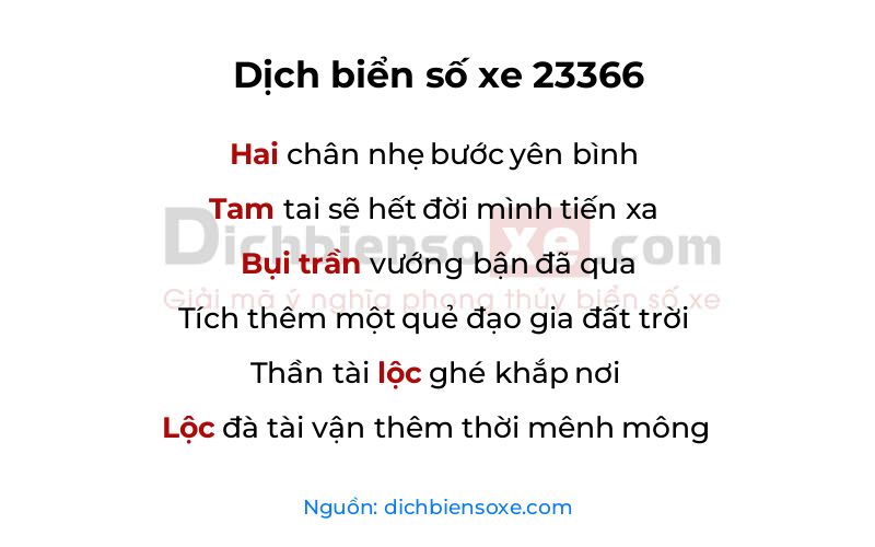 Dịch thơ biển số 23366