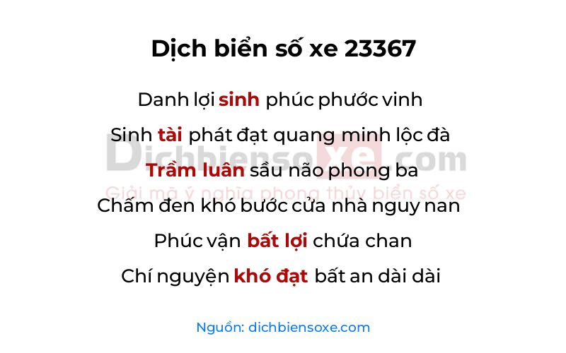 Dịch thơ biển số 23367