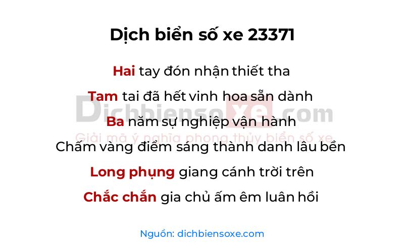 Dịch thơ biển số 23371
