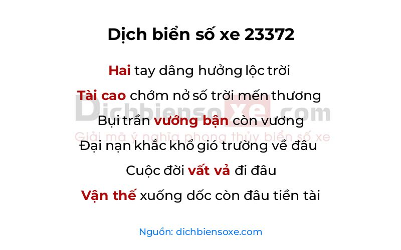 Dịch thơ biển số 23372