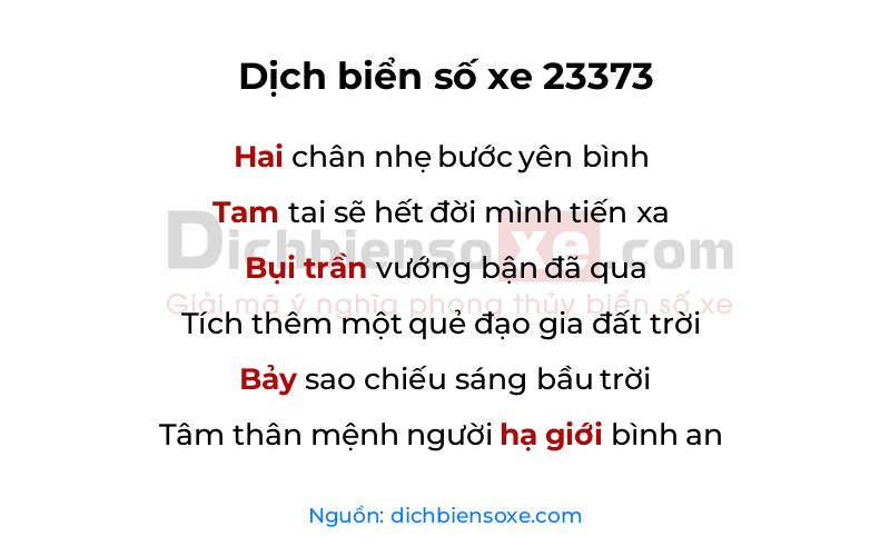 Dịch thơ biển số 23373