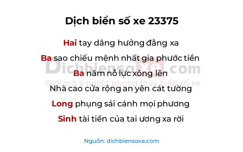 Dịch thơ biển số 23375