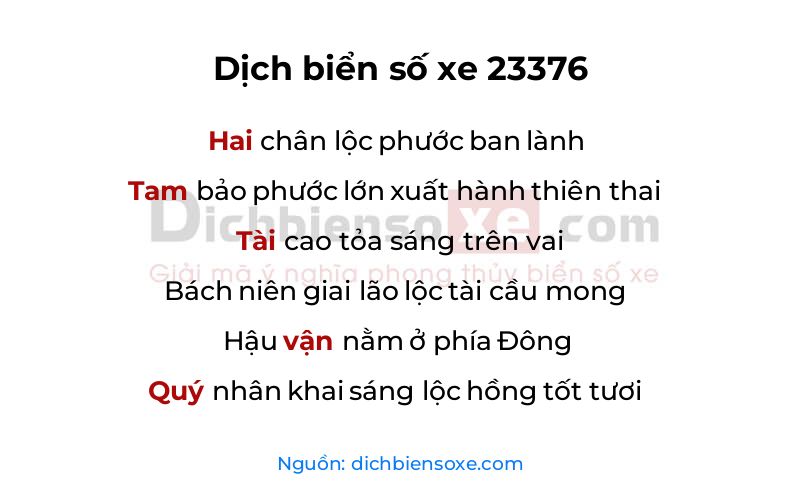 Dịch thơ biển số 23376