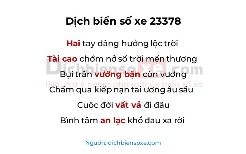 Dịch thơ biển số 23378