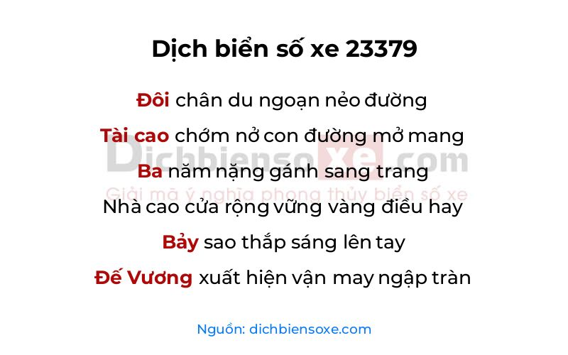 Dịch thơ biển số 23379