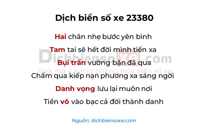 Dịch thơ biển số 23380