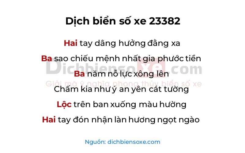 Dịch thơ biển số 23382