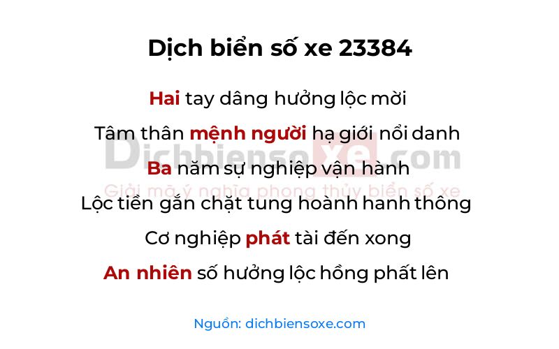 Dịch thơ biển số 23384