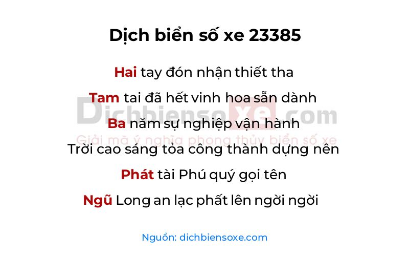 Dịch thơ biển số 23385