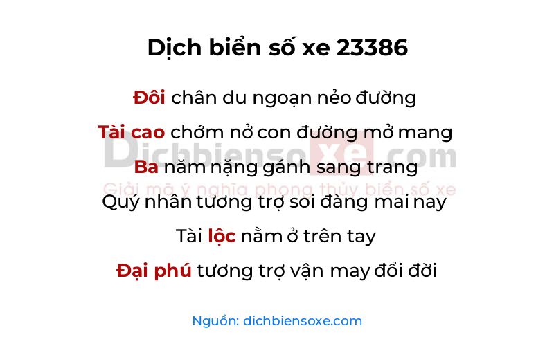 Dịch thơ biển số 23386