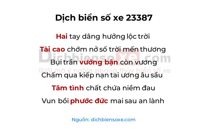 Dịch thơ biển số 23387