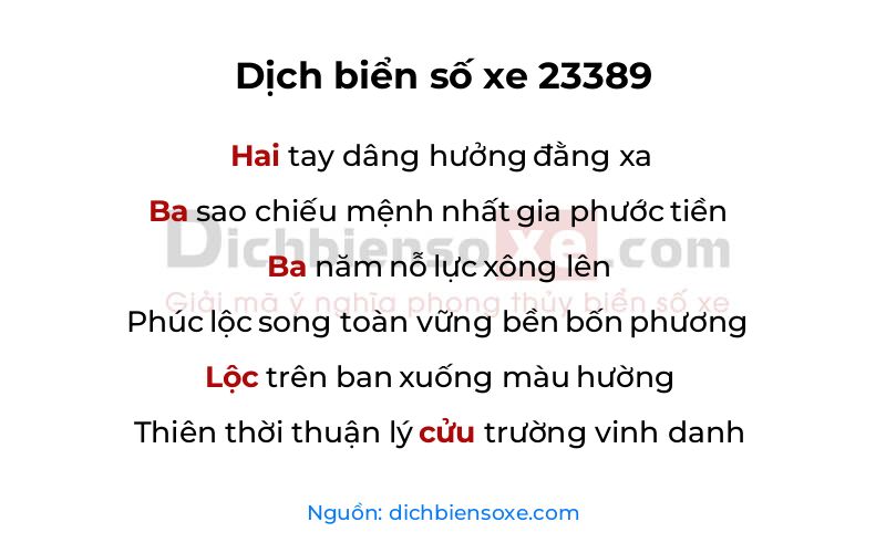 Dịch thơ biển số 23389