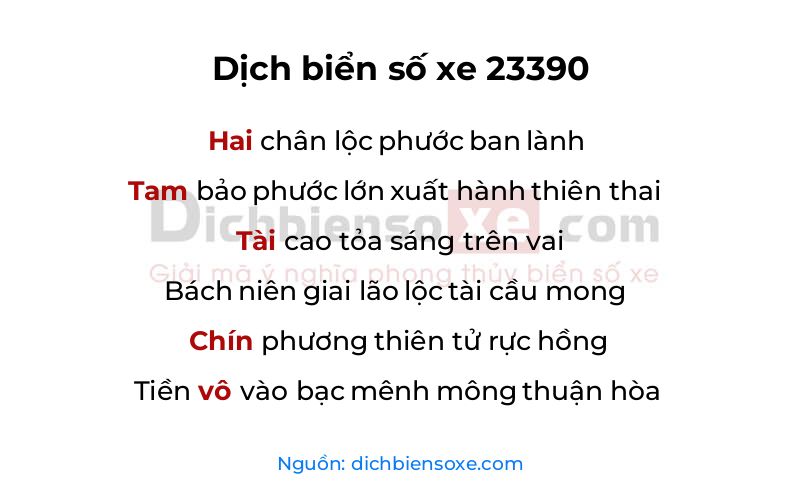 Dịch thơ biển số 23390