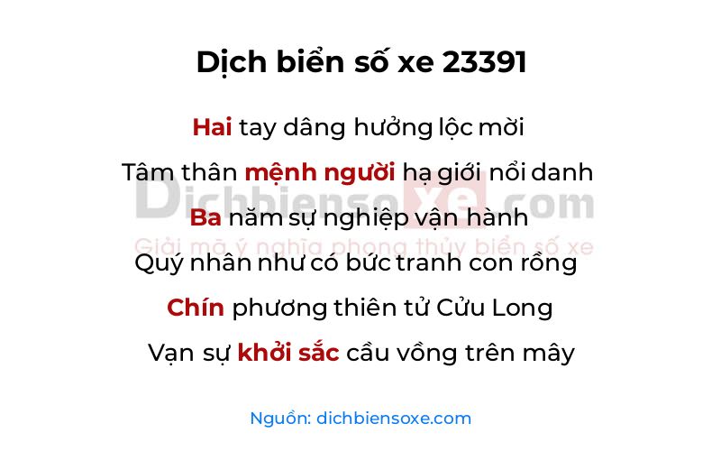 Dịch thơ biển số 23391
