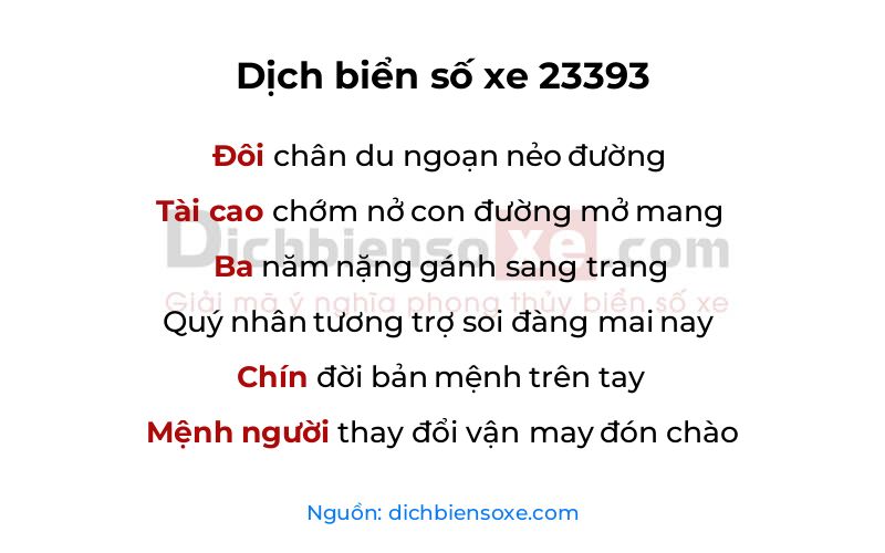 Dịch thơ biển số 23393