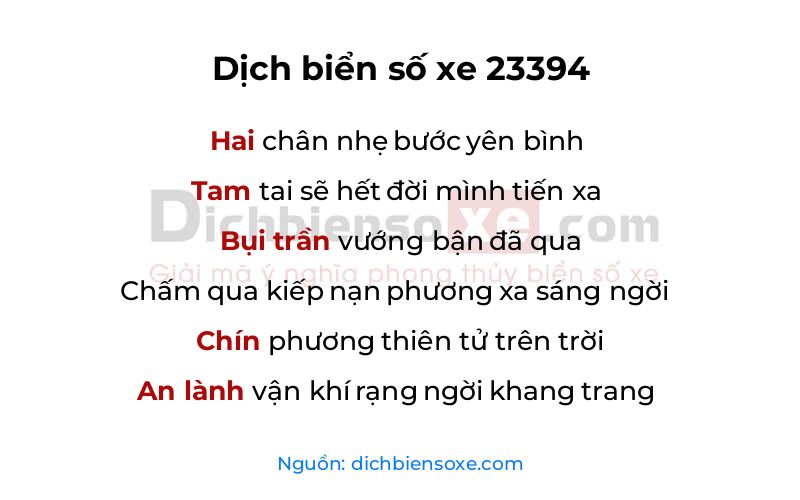 Dịch thơ biển số 23394