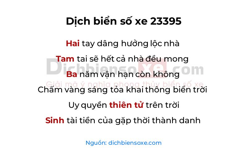 Dịch thơ biển số 23395