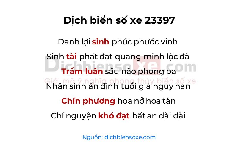 Dịch thơ biển số 23397