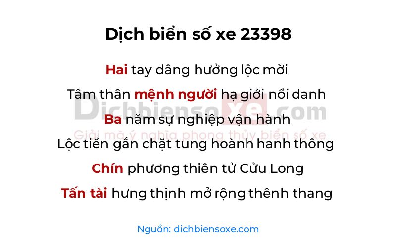 Dịch thơ biển số 23398