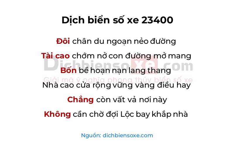 Dịch thơ biển số 23400