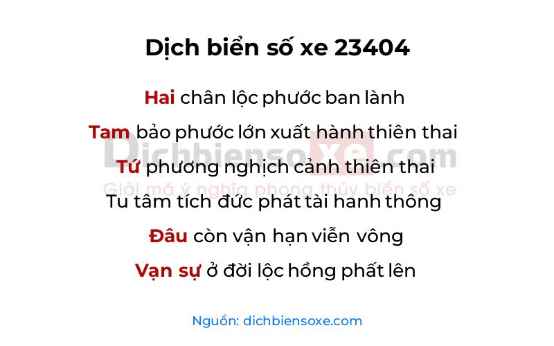 Dịch thơ biển số 23404