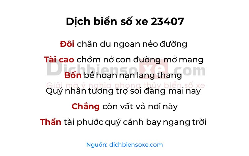Dịch thơ biển số 23407