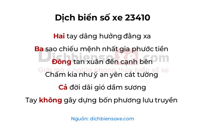 Dịch thơ biển số 23410