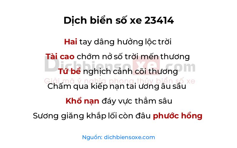 Dịch thơ biển số 23414