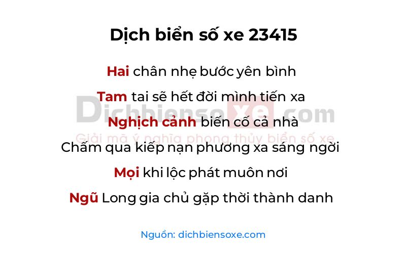 Dịch thơ biển số 23415