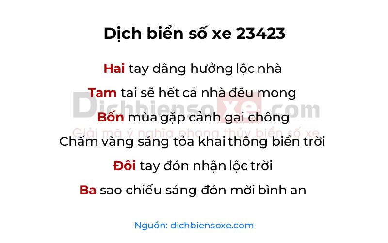 Dịch thơ biển số 23423