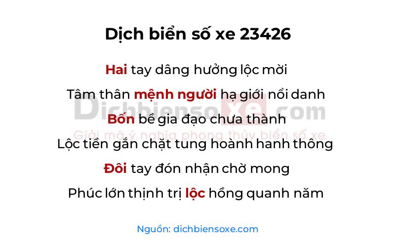 Dịch thơ biển số 23426