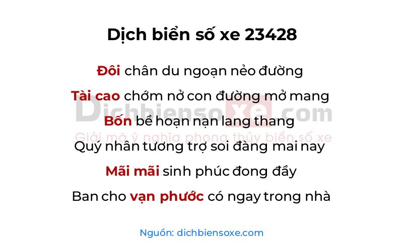 Dịch thơ biển số 23428