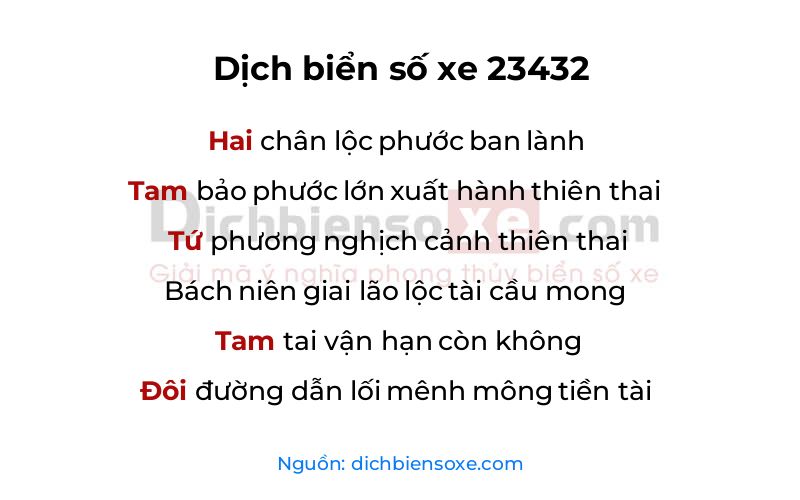 Dịch thơ biển số 23432