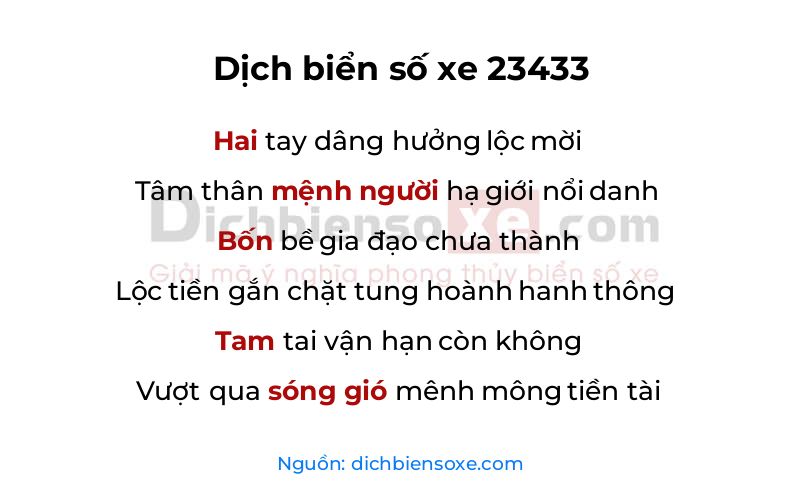 Dịch thơ biển số 23433