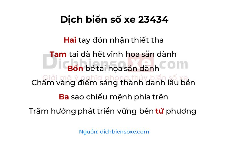 Dịch thơ biển số 23434