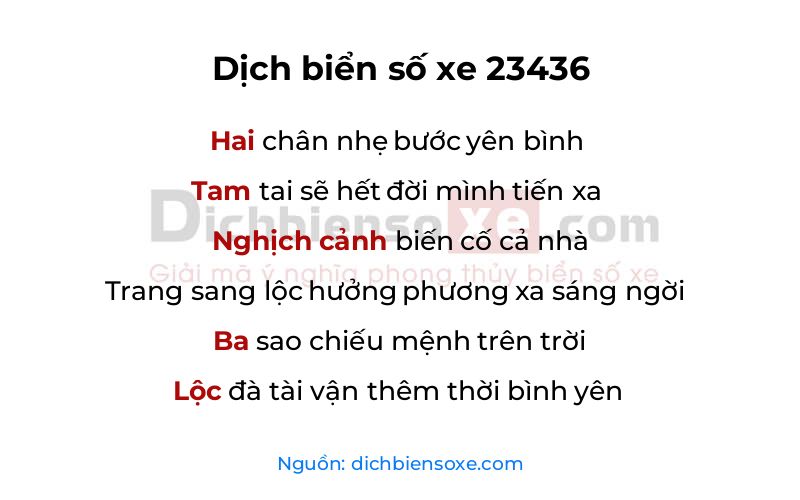 Dịch thơ biển số 23436