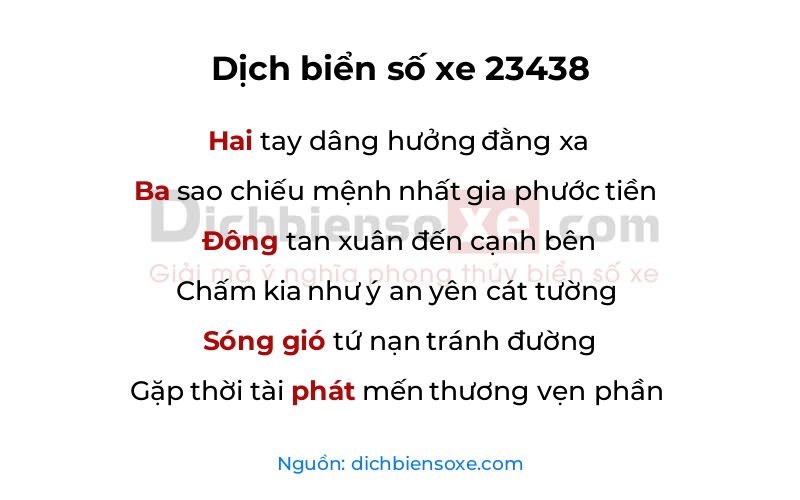 Dịch thơ biển số 23438
