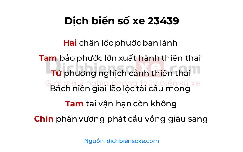 Dịch thơ biển số 23439
