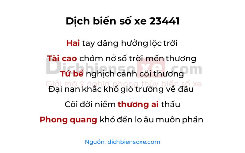 Dịch thơ biển số 23441