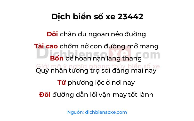 Dịch thơ biển số 23442