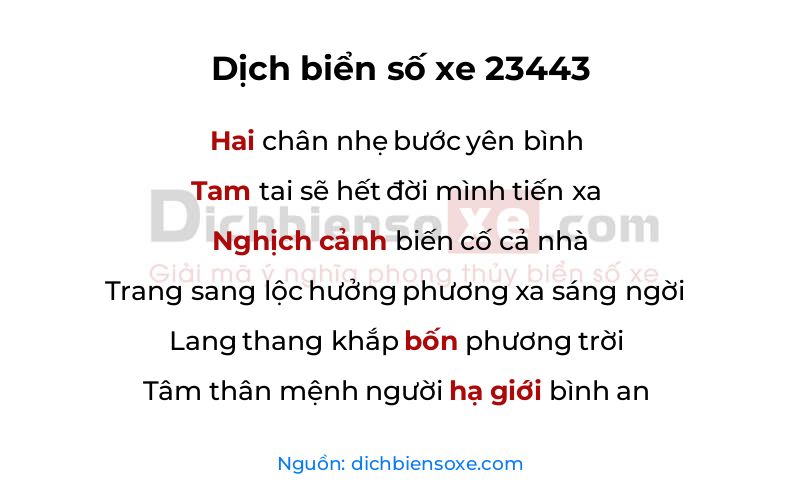 Dịch thơ biển số 23443